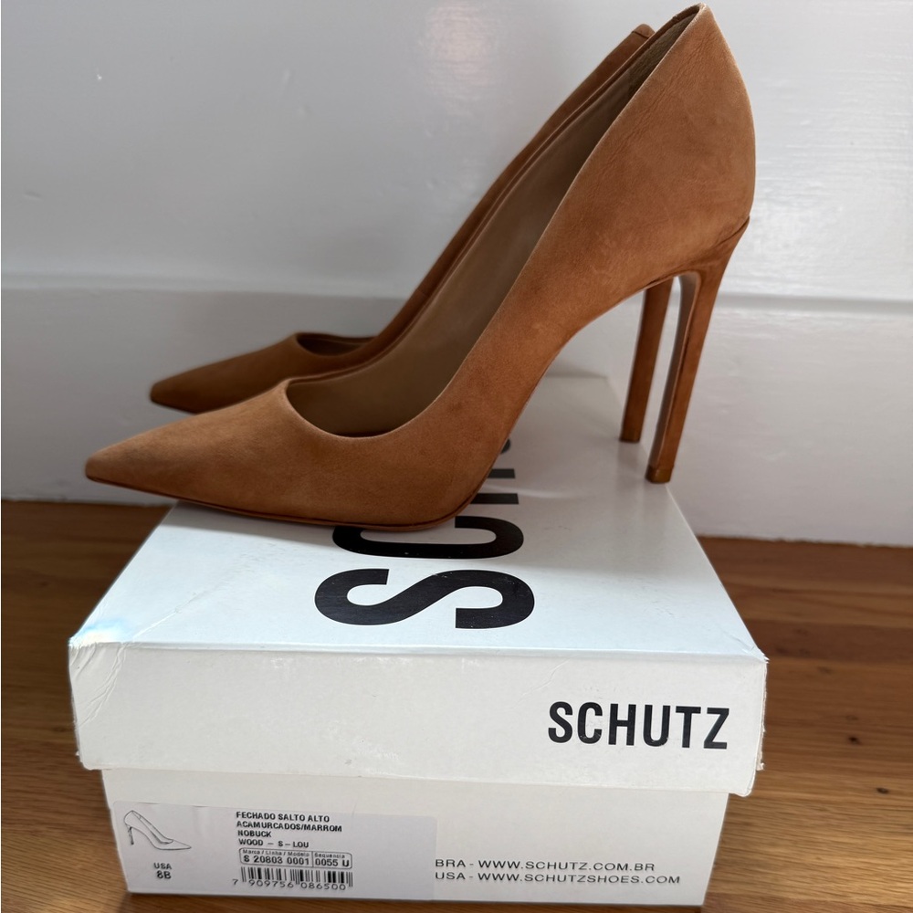 SCHUTZ LOU HIGH STILETTO PUMP in Wood Nobuck suede - Picture 2 of 7